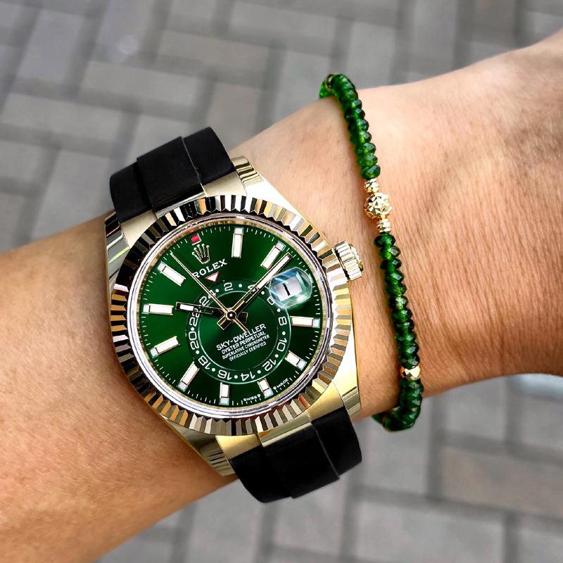 【G-BALLER / ジーボーラー】K18 CHROME DIOPSIDE クロムダイオプサイト イエローゴールド ビーズ ブレスレット 天然 ダイオプサイト グリーン 緑の画像