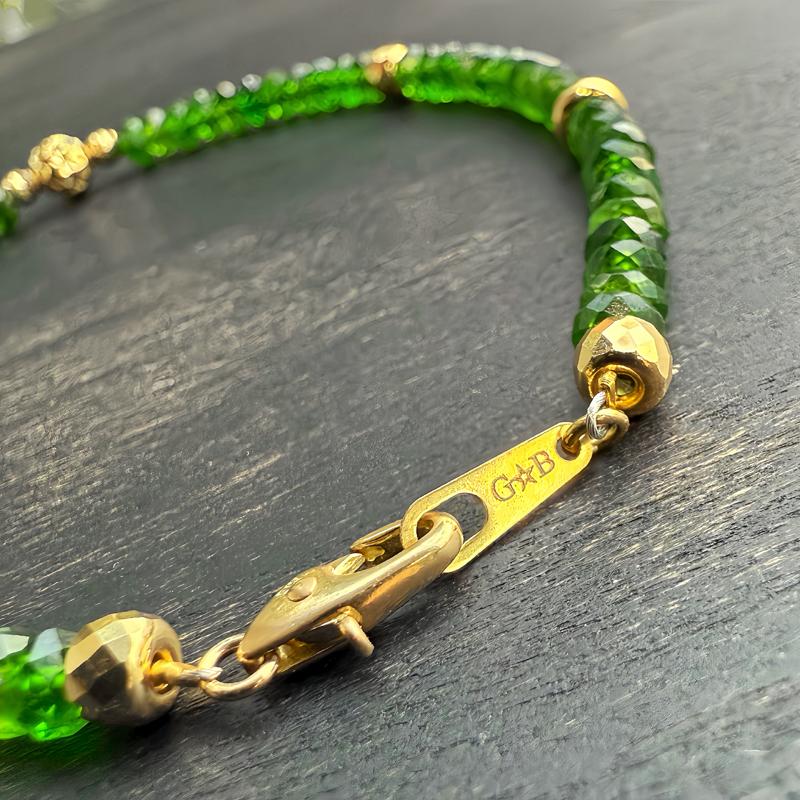 【G-BALLER / ジーボーラー】K18 CHROME DIOPSIDE クロムダイオプサイト イエローゴールド ビーズ ブレスレット 天然 ダイオプサイト グリーン 緑の画像