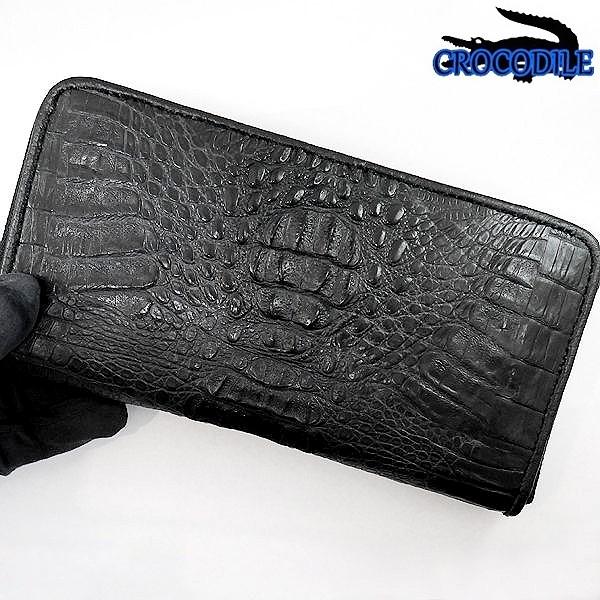 カイマン クロコダイル 長財布 メンズ レディース 黒 カイマン