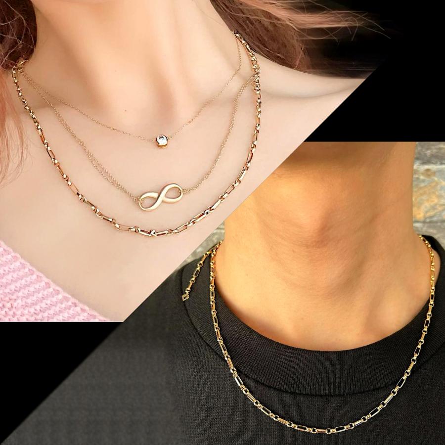 K18 ゴールド フィガロ ネックレス チェーン 55cm 2.8mm幅 ダイヤ