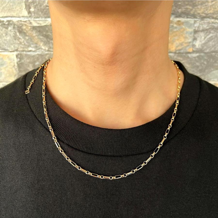 GOLD 10K ネックレス 55cm フィガロチェーン ゴールド イタリア製 K18 ゴールド フィガロ ネックレス チェーン 55cm 2.8mm幅 ダイヤ