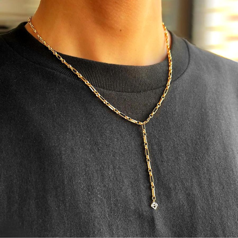 K18 ゴールド フィガロ ネックレス チェーン 55cm 2.8mm幅 ダイヤ