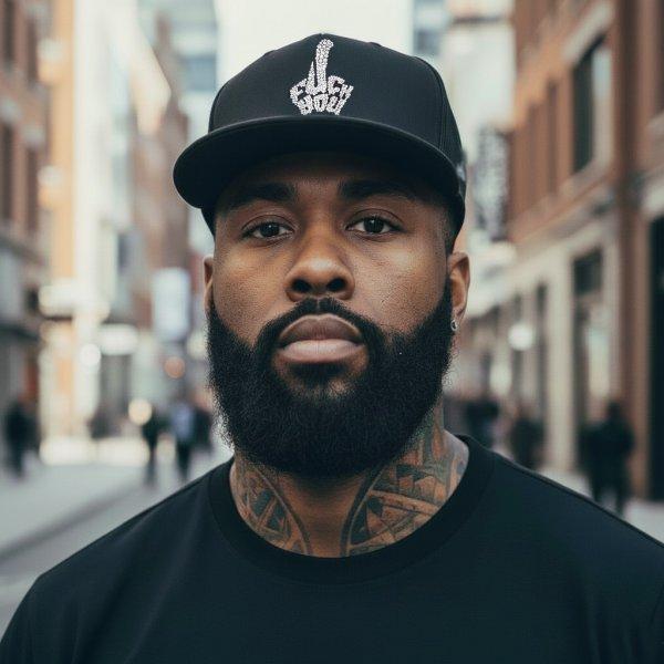 FUCK YOU グラフィック ハンドサイン スワロCAP ブラック 黒