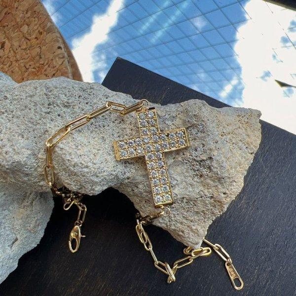 G-BALLER/ジーボーラー】K18 アンクレット クロス ダイヤモンド メンズ