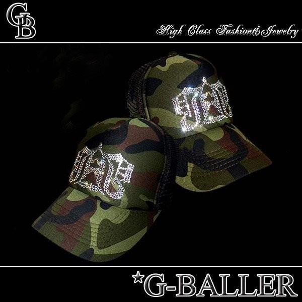 G-BALLER / ジーボーラー】ラインストーン キャップ 迷彩 メッシュ CAP