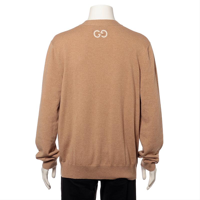 【美品】グッチ カーディガン XL ロゴパッチ GUCCI グッチ カーディガン パーフォレーテッドGG コットン