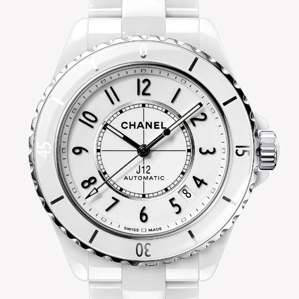 [美品]CHANELシャネルJ12 38mm白自動巻き 箱正規店ギャランティ付き J12 CHANEL 新型 シャネル メンズ レディース 38mm H5700 ホワイト