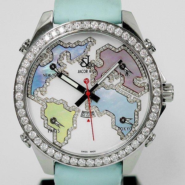 ファイブタイムゾーン JACOB&CO ジェイコブ ワールドマップ 47mm 純正