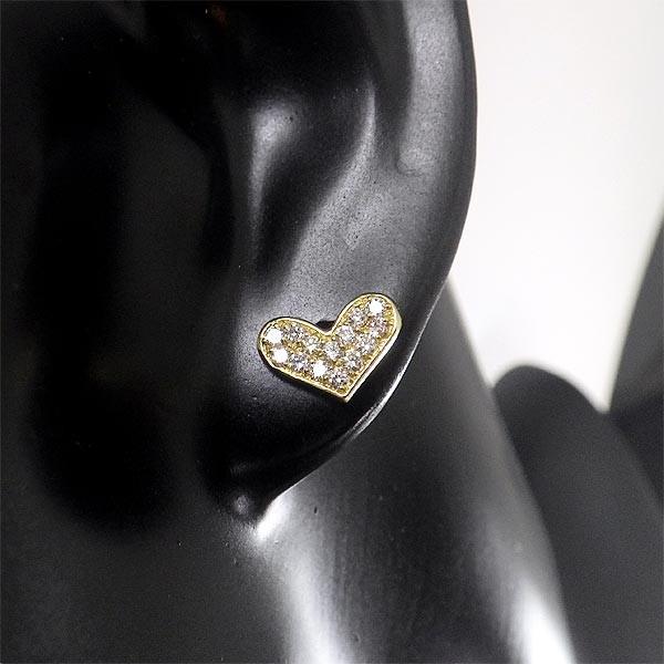 18金 ダイヤモンド ピアス ハート スタッドピアス ダイヤ 0.4ct 18K