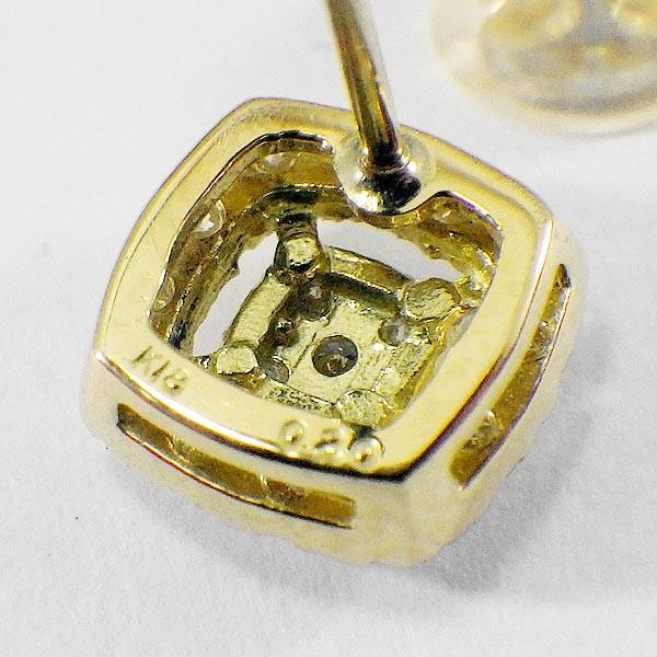 ダイヤモンド ピアス スクエア 18金 ダイヤ 0.4ct YG イエローゴールド