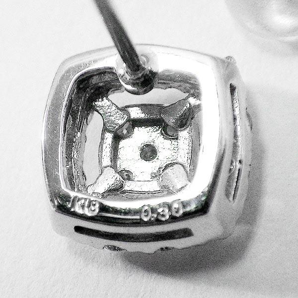 天然 ダイヤモンドピアス 0.6ct スクエア K18 ホワイトゴールド WG 18 