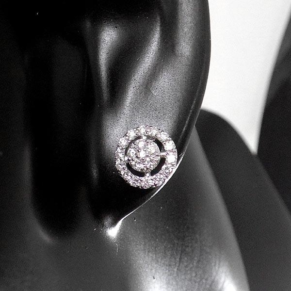 K18 ダイヤピアス サークル 18金 ホワイトゴールド ダイヤモンド 0.6ct 