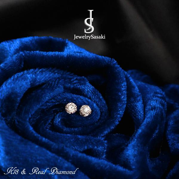 ピアス (両耳) k18 wg ダイヤモンド happygshop_pa-4479-w