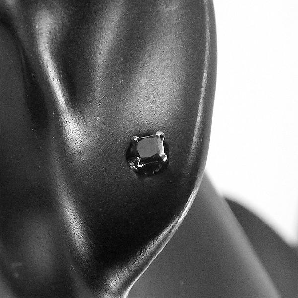 18K ゴールド ブラックダイヤ ピアス 18金 ホワイトゴールド ダイヤ