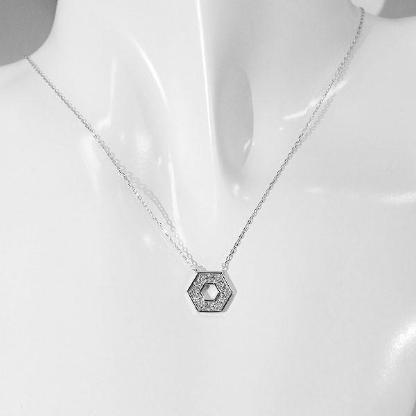 ネックレス 18K ダイヤモンド レディース ヘキサゴン ペンダントトップ
