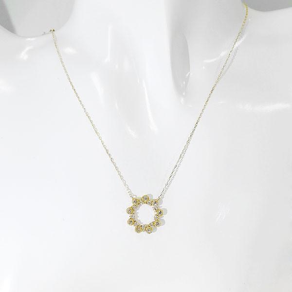 サークル ネックレス 18K 天然ダイヤ 0.45ct レディース ペンダント 18 