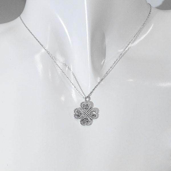 K18 ダイヤ ネックレス 四つ葉 クローバー 天然 ダイヤモンド 0.31ct 