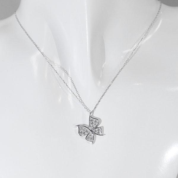 k18 ホワイト蝶モチーフダイヤモンドネックレス 18K ホワイトゴールド 天然ダイヤ バタフライ 蝶 モチーフ