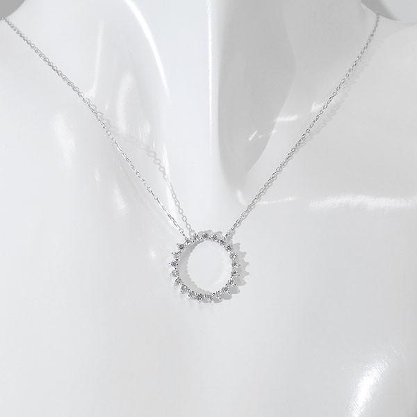 18金 ホワイトゴールド ダイヤモンド サークル ネックレス 18K