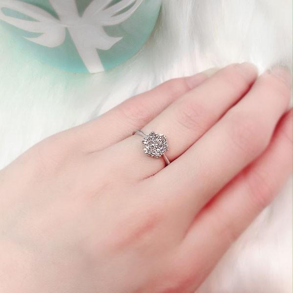 ダイヤモンドリング フラワー 18金 天然ダイヤ 0.75ct リング 指輪 K18 