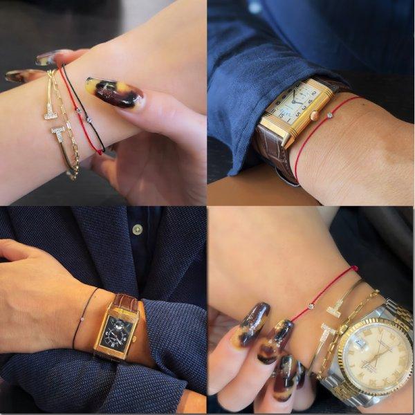 18金 天然ダイヤモンド コードブレスレット ユニセックス アクセサリー