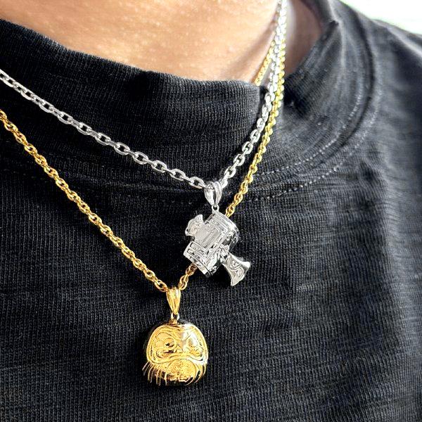 【G-BALLER / ジーボーラー】K18 打ち出の小槌 ペンダント トップ 18金 小槌 ゴールド ネックレス 根付 メンズ レディース 手彫り 日本製の画像