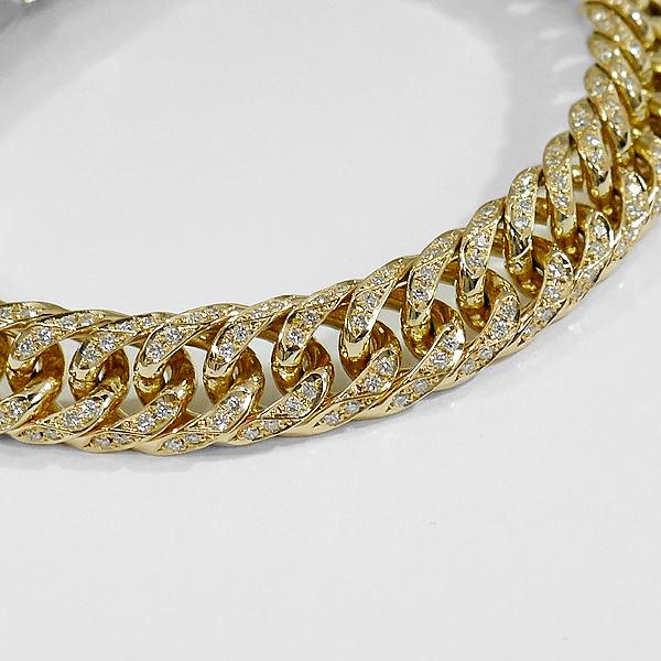 18K 喜平 ダイヤモンド ブレスレット 6面 ダブル ダイヤ 70g 20.5cm