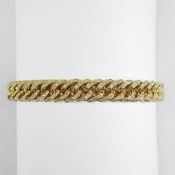 18K 喜平 ダイヤモンド ブレスレット 6面 ダブル ダイヤ 70g 20.5cm