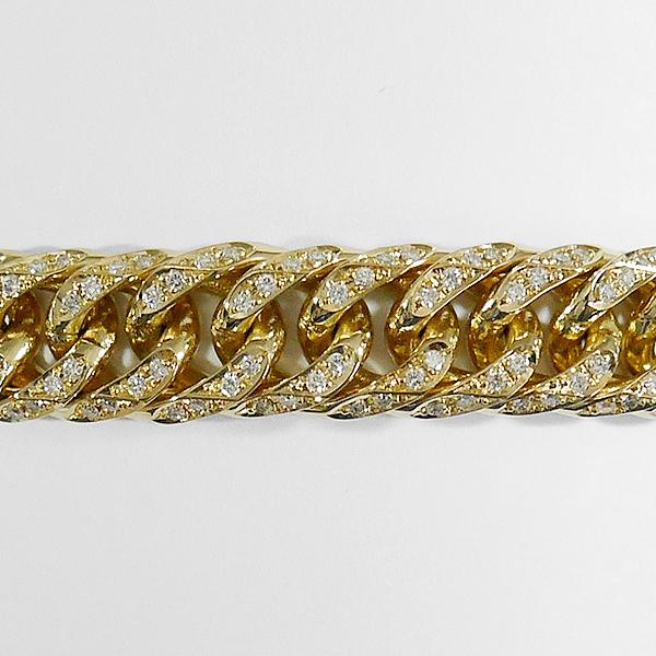 18K 喜平 ダイヤモンド ブレスレット 6面 ダブル ダイヤ 70g 20.5cm
