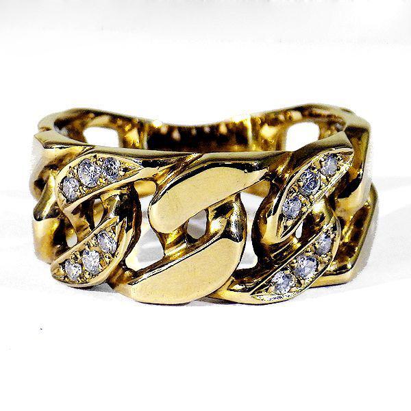 喜平リング K18 ダイヤモンド メンズ 18号 イエローゴールド YG 指輪