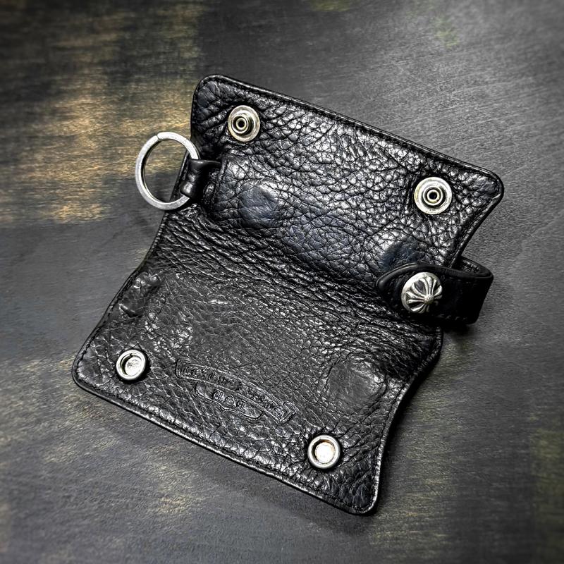 CHROME HEARTSキーホルダー 黒いレザーキーケース CHROME HEARTS（クロムハーツ） レザーキーケース 黒 ブラック クロス