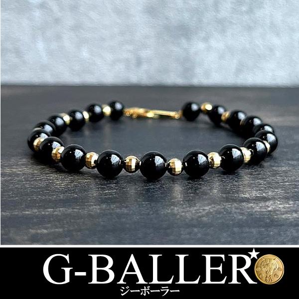 G-BALLER / ジーボーラー】K18 オニキス ビーズブレスレット 18金