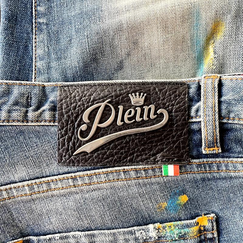 PLEIN ダメージ加工 デニムパンツ PHILIPP PLEIN（フィリッププレイン） ダメージ ペイント ストレッチ