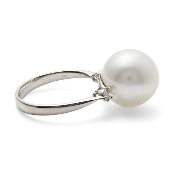 PT900 白蝶パール ダイヤモンド パール リング : ジェムキャッスルゆき