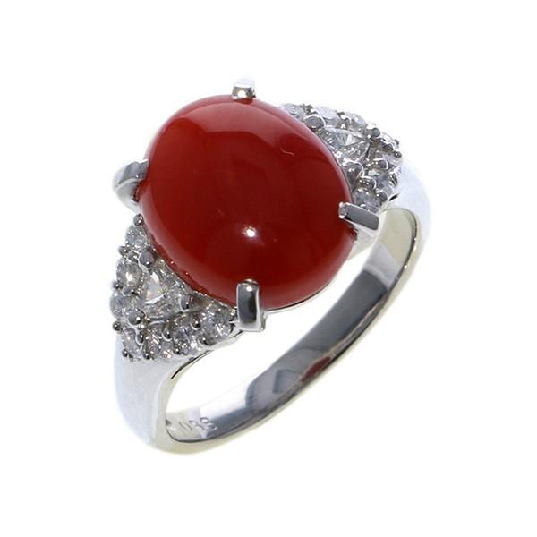 PT900 サンゴ ダイヤモンド OTHER リング