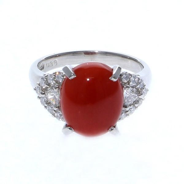 PT900 サンゴ ダイヤモンド OTHER リング