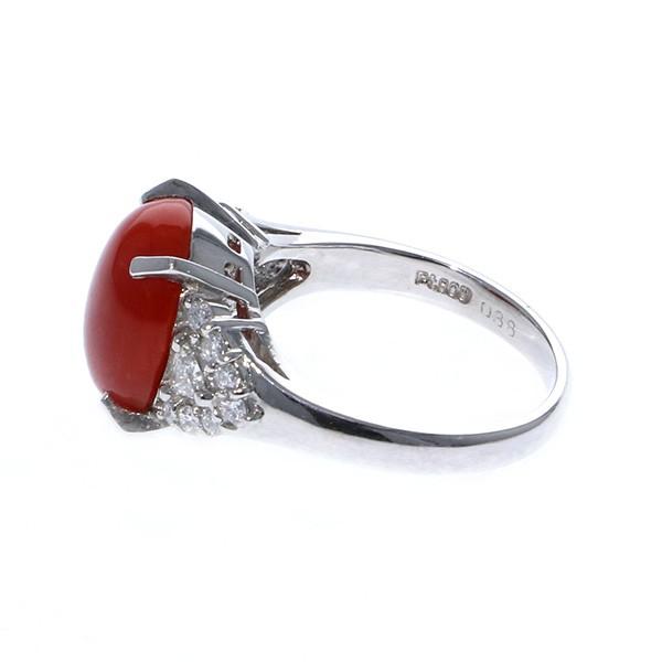 PT900 サンゴ ダイヤモンド OTHER リング