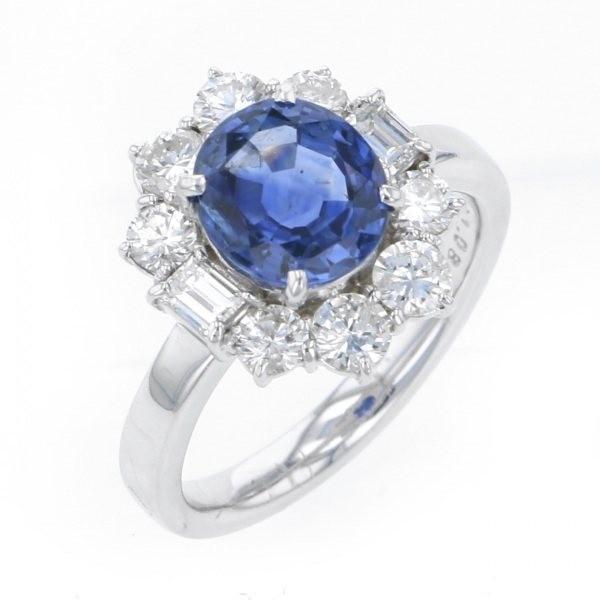 PT900 サファイア ダイヤモンド リング : ジェムキャッスルゆきざき