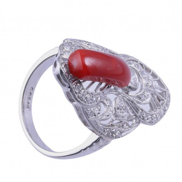 PT900 サンゴ ダイヤモンド OTHER リング PT900 リング サンゴ ダイヤモンド OTHER J209384