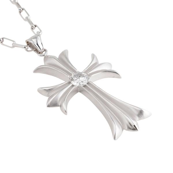 K18ホワイトゴールド ダイヤモンド クロス ネックレス : ジェム