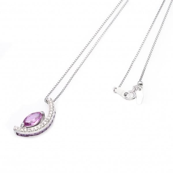 K18ホワイトゴールド サファイア ダイヤモンド ネックレス : ジェム