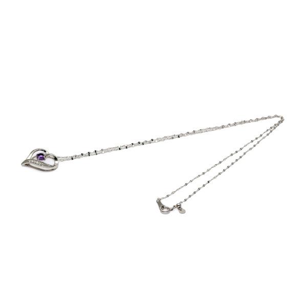 PT900 PT850 アメシスト ダイヤモンド ネックレス : ジェム