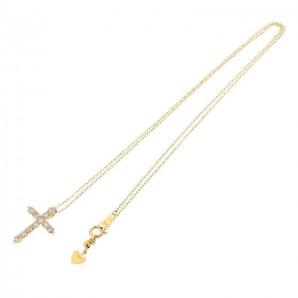 即購入可★ K18YG イエローゴールド ダイヤモンド クロス ネックレス 【EI2531944227】(89240円)