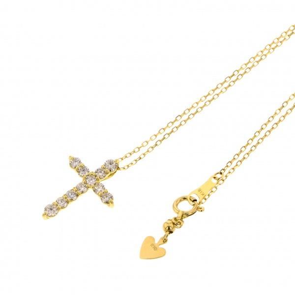 即購入可★ K18YG イエローゴールド ダイヤモンド クロス ネックレス 【EI2531944227】(89240円)