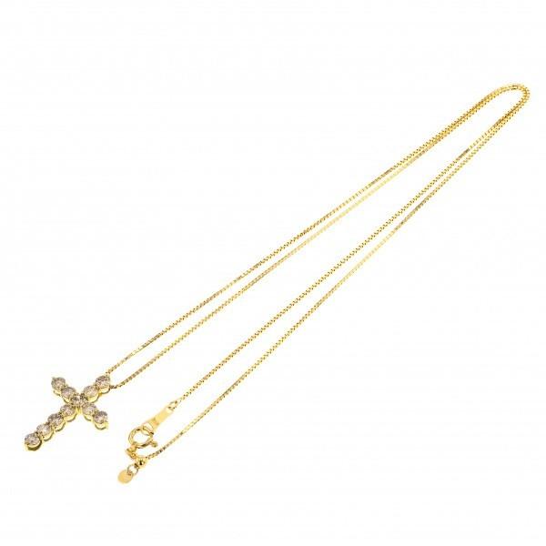 USED K18YG イエローゴールド ダイヤモンド クロス ネックレス 【B2495199801】(87945円)