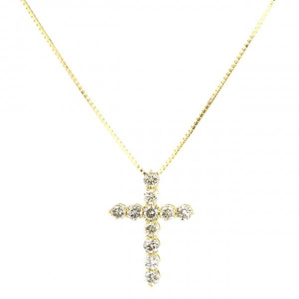 K18YG イエローゴールド ダイヤモンド クロス ネックレス