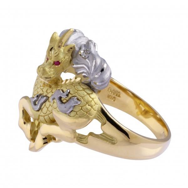 K18イエローゴールド プラチナ950 ルビー ダイヤモンド リング