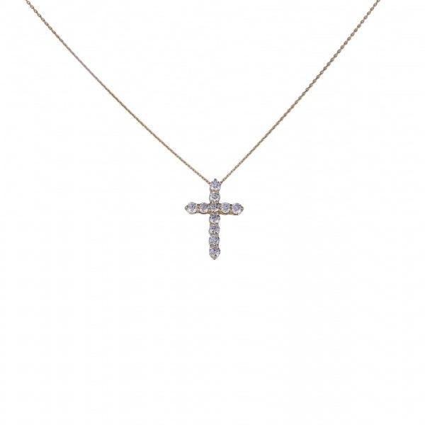 ★11時間以内発送★美品 K18YG イエローゴールド ダイヤモンド クロス ネックレス 【GMS3906725086】(137700円)