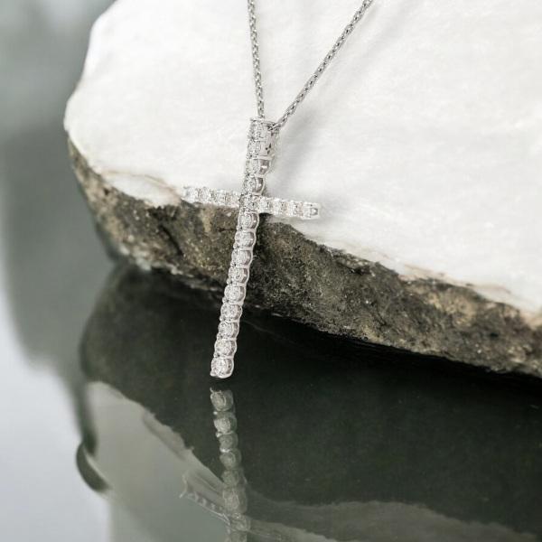 プラチナ900 プラチナ850 ダイヤモンド クロス ネックレス