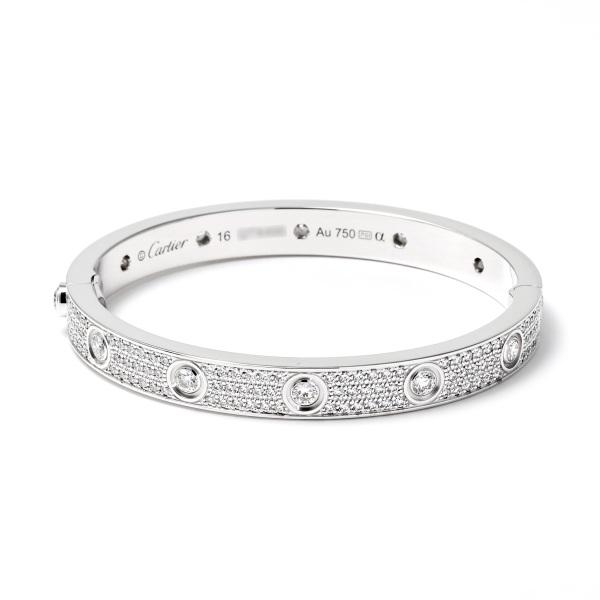 カルティエ ラブブレスレットSM パヴェダイヤ K18WG レディース【中古】 Cartier（カルティエ） ラブ パヴェダイヤモンド K18ホワイトゴールド
